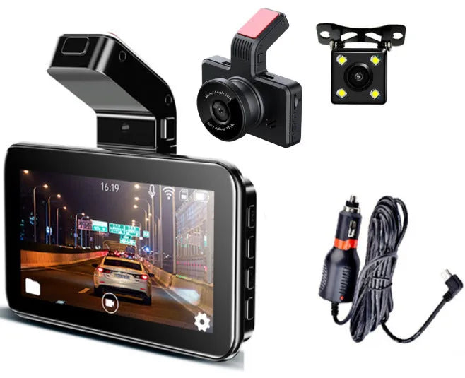3-inch HD car DVR dash cam with dual lens for front and rear vehicle recording