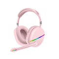 Wireless Bluetooth headset with RGB colour-changing lights on headband and earcups