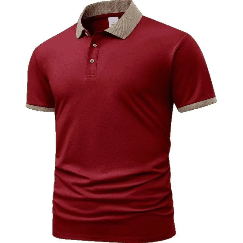 Summer polo shirt in Ice Silk fabric with printed flocking design, shown in multiple colour options