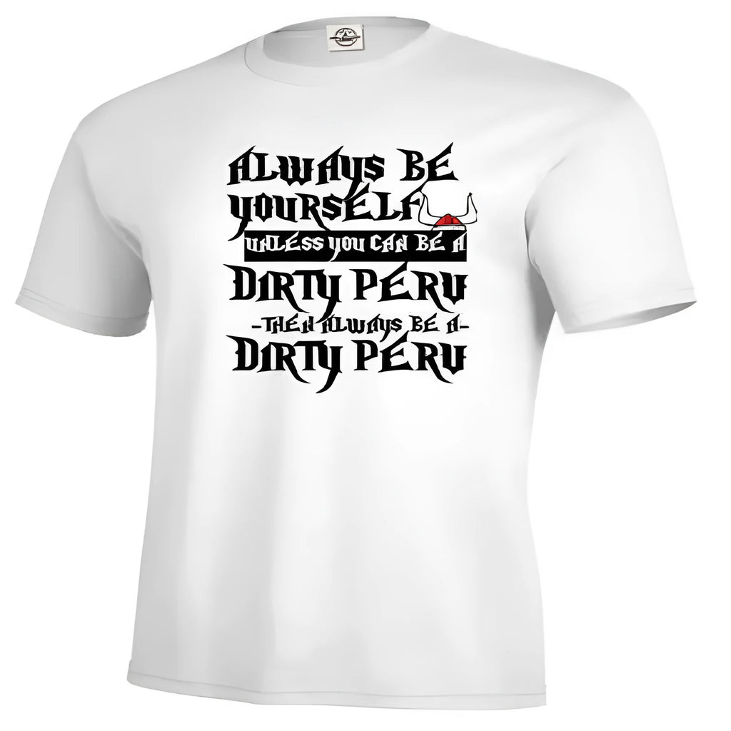 Men's solid white short-sleeve t-shirt with a printed graphic, straight cut, on a hanger.