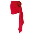 Red one-piece swimsuit for women with sleeveless design and solid colour.