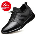 Men's black casual height increasing shoes with chunky heel in leather or mesh upper options