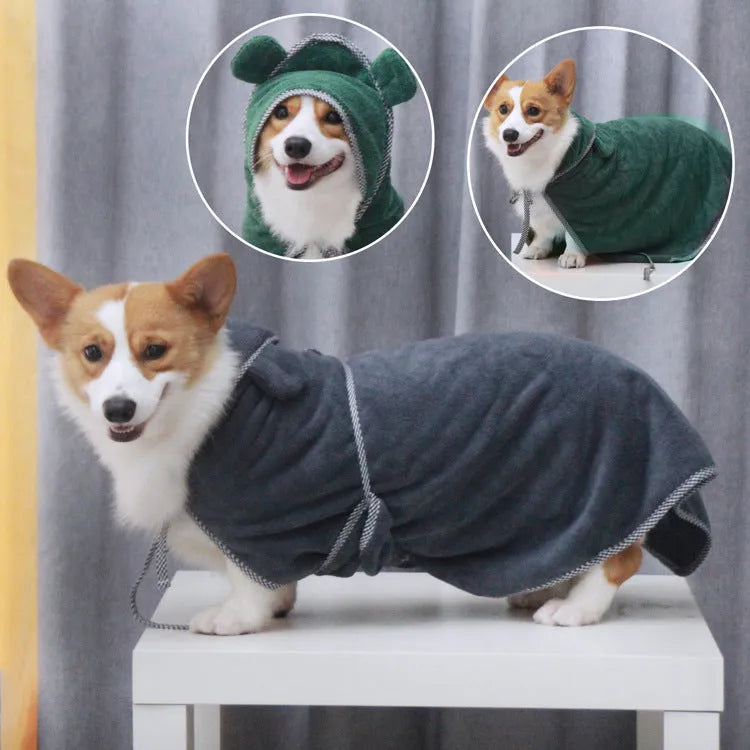 Ultra fine fibre pet towels in grey and green colours for drying dogs and cats after baths