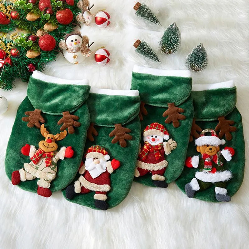 Christmas flannel dog hoodie in red with Santa Claus pattern for small medium dogs