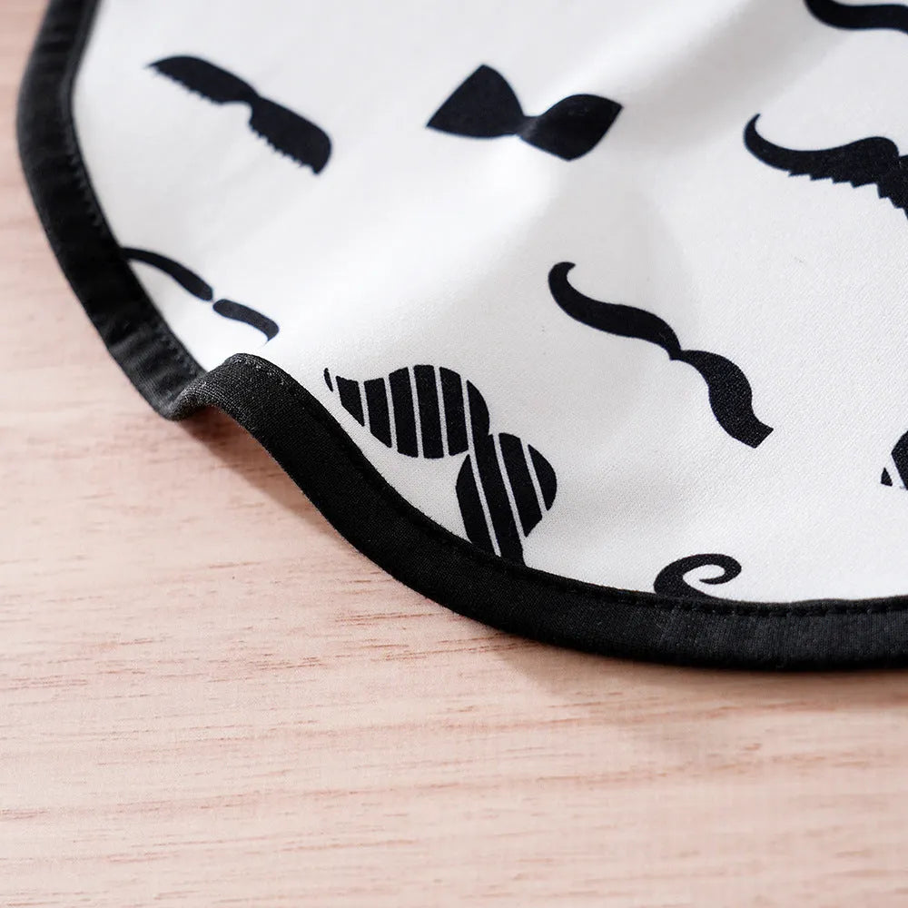 White polyester dog jacket with gentleman beard design, shown in size L for medium dogs.