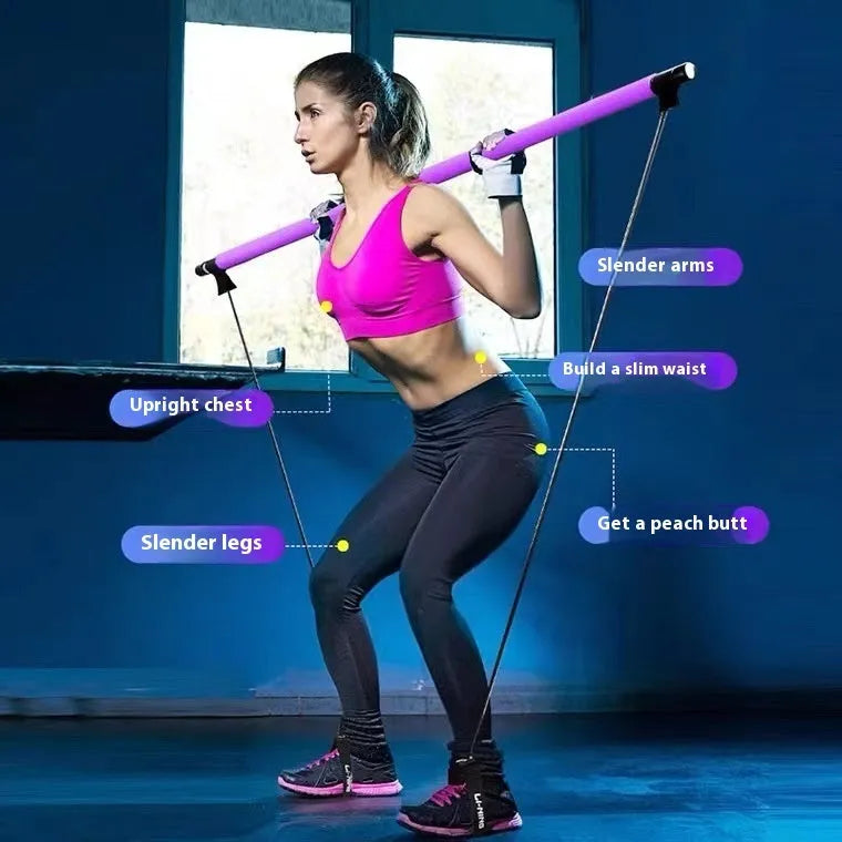 Close-up of a purple adjustable fitness pulling rope for hip training and glute exercises.
