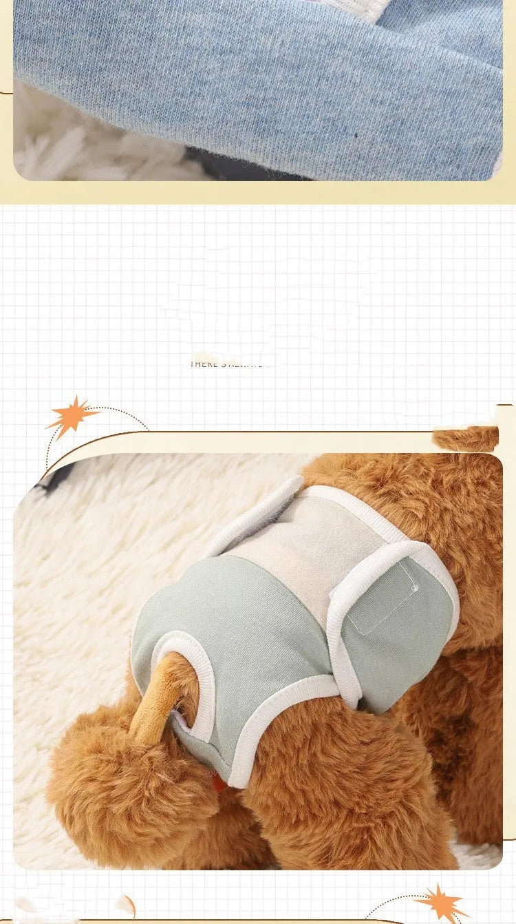 Light green dog physical safety pants in pure cotton with adjustable waistband