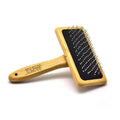 Goldpets bamboo wooden slicker brush with stainless steel pins for dog and cat grooming