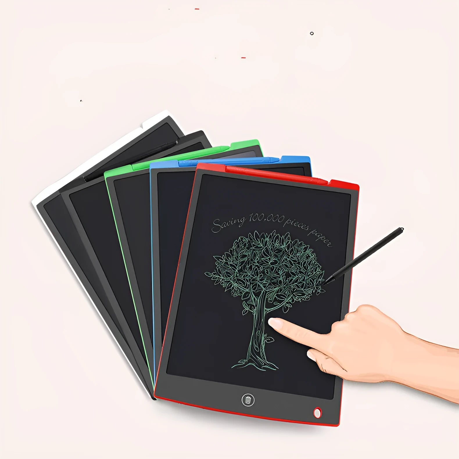 LCD electronic writing board for children in red colour with attached stylus