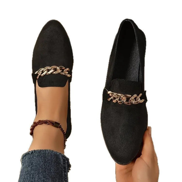 Women's pointed toe chunky heel casual shoes in suede, black colour, mid heel 3-5cm