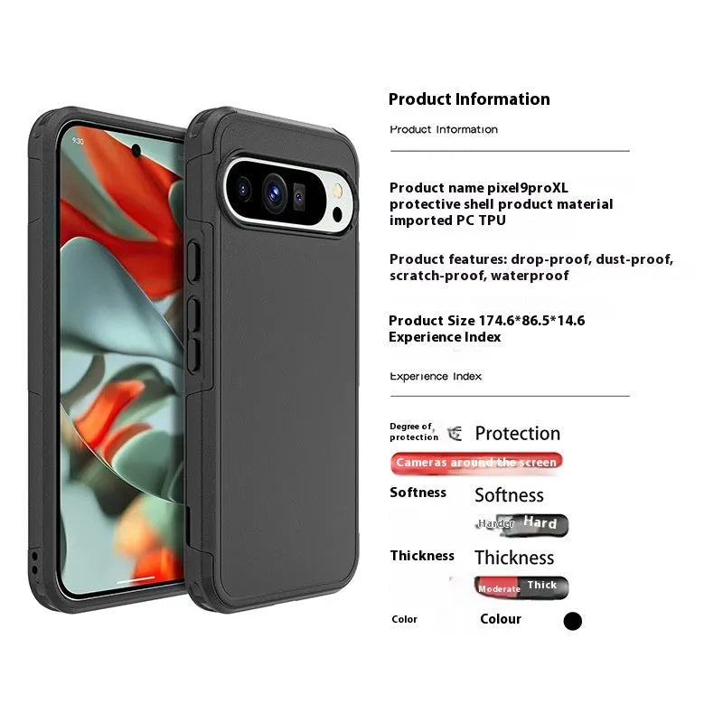 Black TPU drop-resistant phone case for Google Pixel 9 Pro and Google Pixel 9 Pro XL