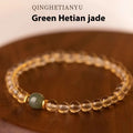 Brazilian rutilated quartz bracelet with gold rutile needle inclusions in 6mm or 8mm bead sizes