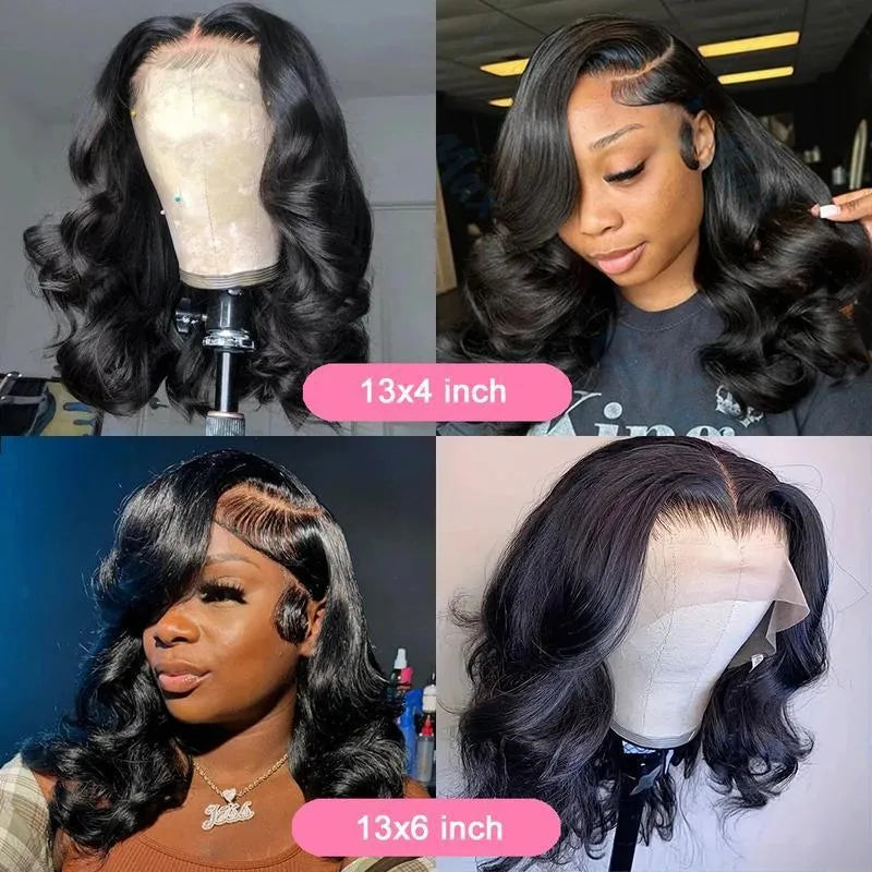 Women's black human hair lace front wig with natural hairline and elastic band on mannequin head