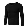 European and American casual long-sleeve V-neck sweater base layer in beige, loose fit, polyester knit