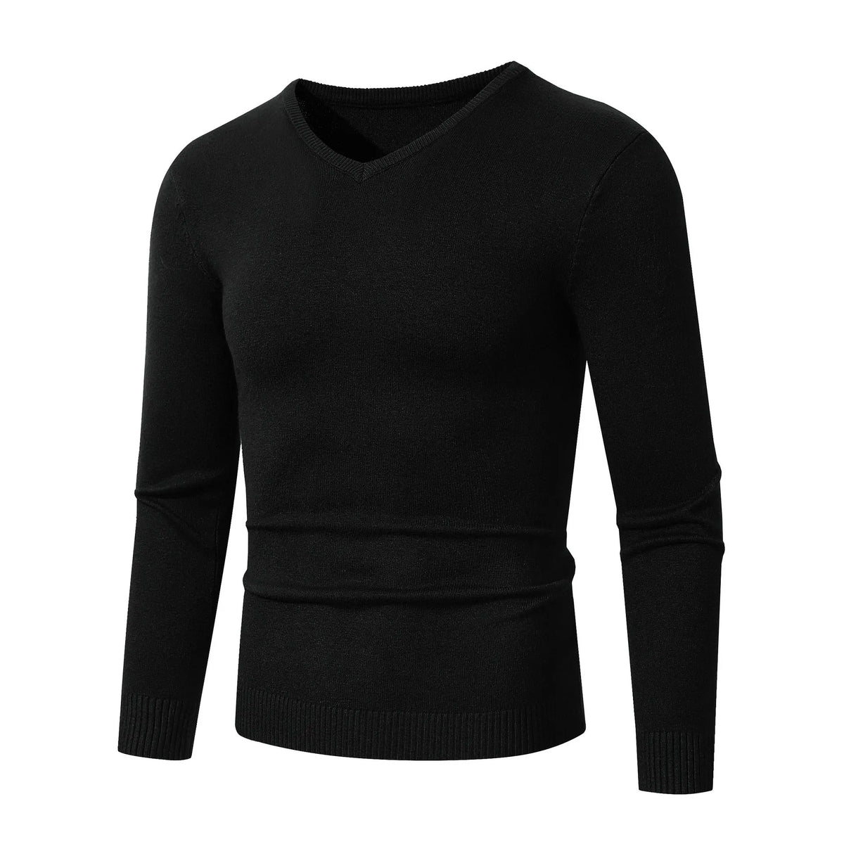 European and American casual long-sleeve V-neck sweater base layer in beige, loose fit, polyester knit