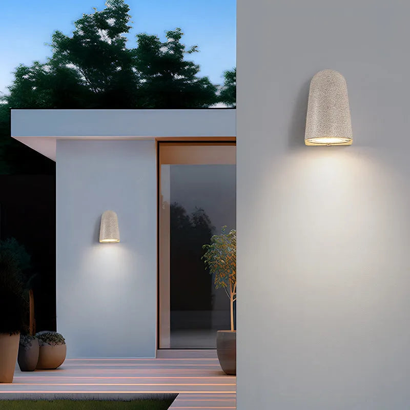 Cement wall lamp outdoor waterproof IP65 horseshoe design black sandstone finish with warm light
