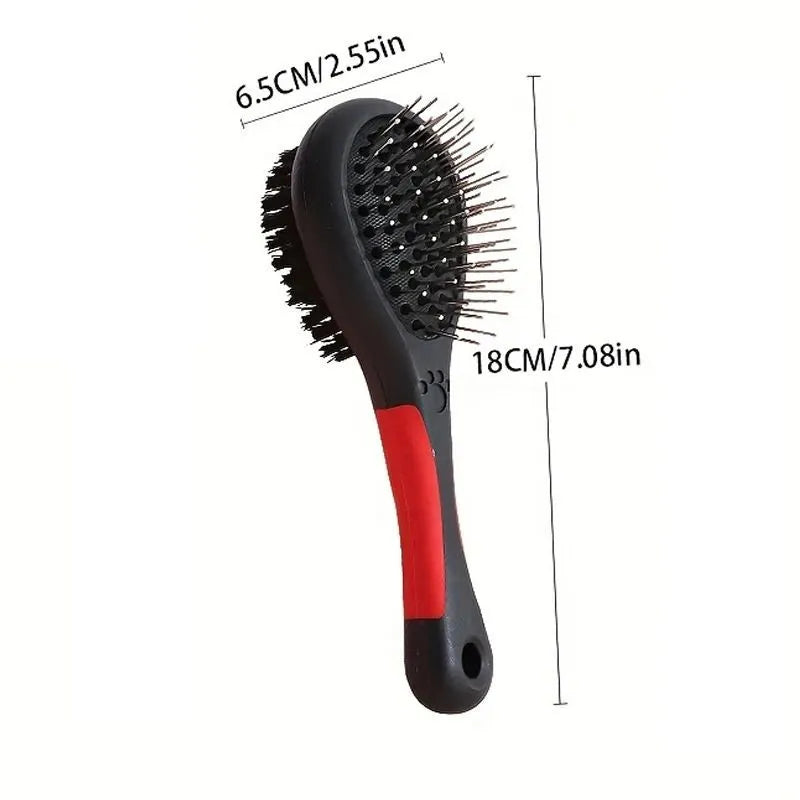2 in 1 double sided pet grooming comb with pin brush and cleaning side for dogs and cats