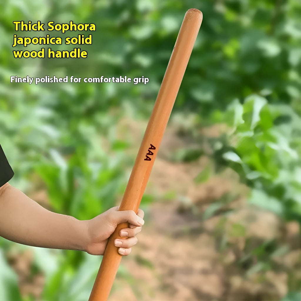 A locust wood replacement handle for axes and tools, showing the square-type end and wooden grain.