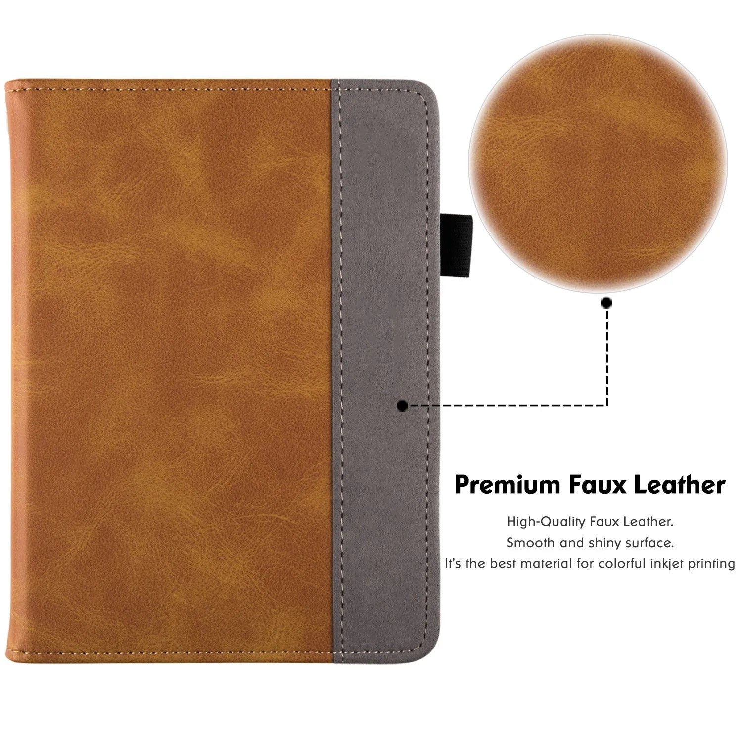 Leather protective case for Kindle Paperwhite5 e-reader with a removable wrist strap attached.