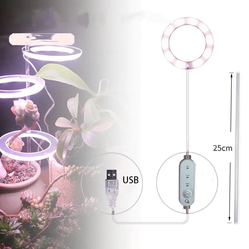 USB LED full spectrum grow light for indoor plants with transparent body and aluminium components