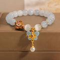 Women's aquamarine butterfly pendant bracelet with crystal rhinestones and decorative butterfly charm