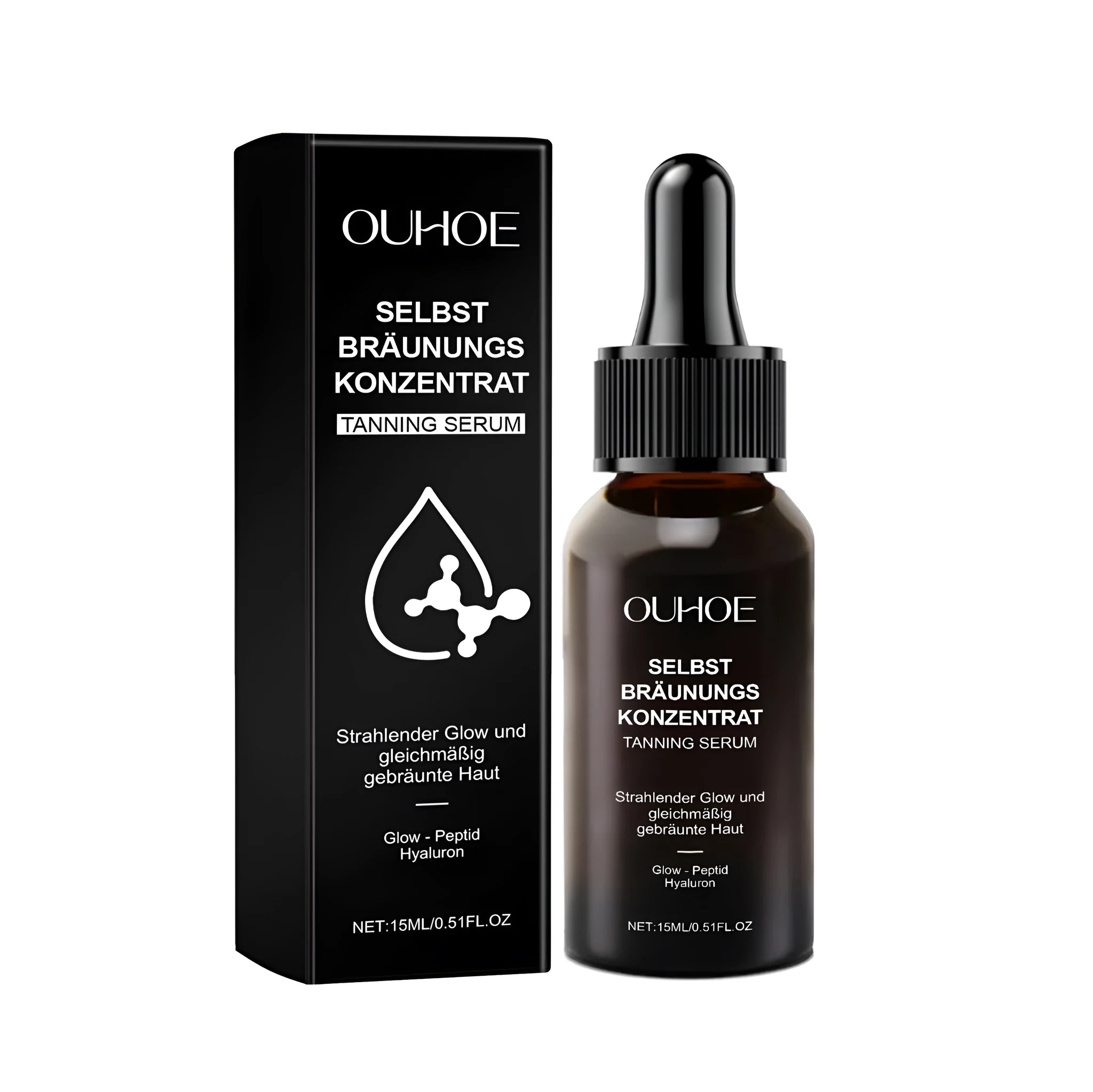 15ml bottle of Meihei tanning liquid with hyaluronic acid for sunless self-tanning.