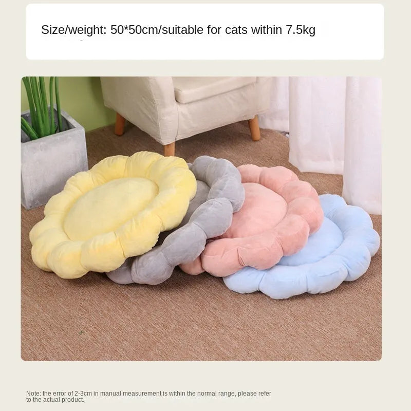 Blue half-surrounded plush pet nest bed measuring 50x50cm for cats and small dogs