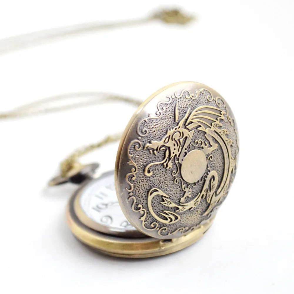 Dragon bone stone bronze pocket watch 13mm thick casual British clothing accessory