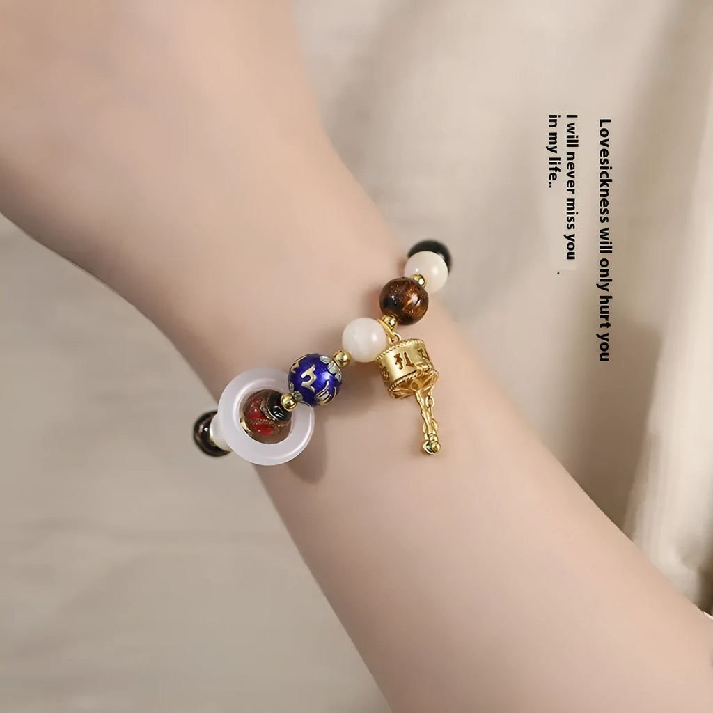 Hand-woven fragrant grey coloured glaze bracelet with round beads