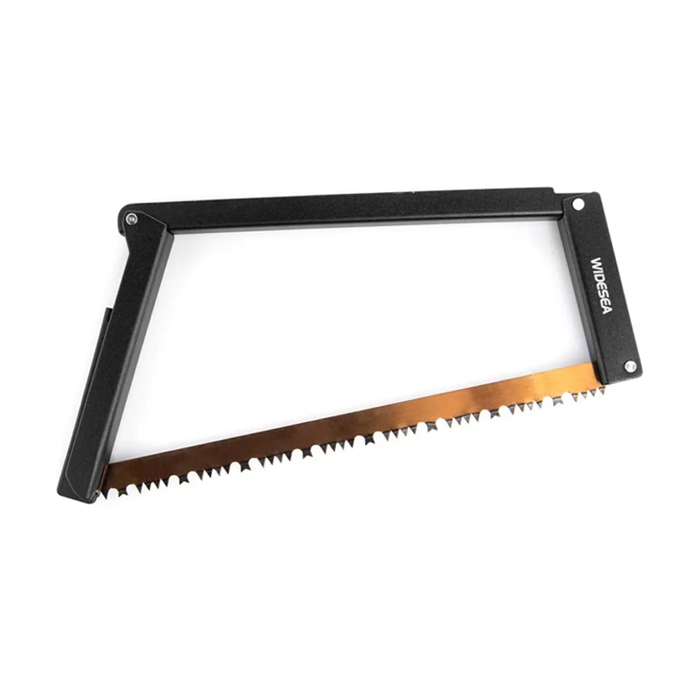 Black foldable outdoor survival saw with aluminum and PA66 nylon frame