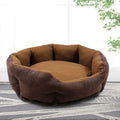 Round cloth pet nest in grey with a removable cover, suitable for dogs and cats size M to XXL