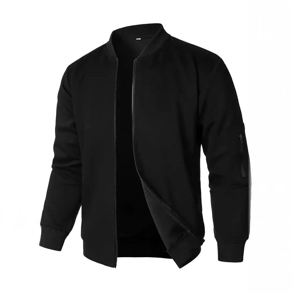 Men's loose fit cotton knitted jacket in grey with long sleeves and a polyester lining