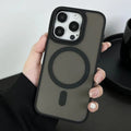 Large hole frosted magnetic iPhone case in black, PC TPU cover for iPhone 11 to 15 Pro Max