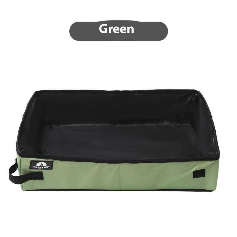 Portable foldable litter box in black waterproof Oxford cloth, 40x30cm, packed flat
