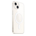 Clear magnetic hard case for iPhone showing integrated metal ring on transparent back