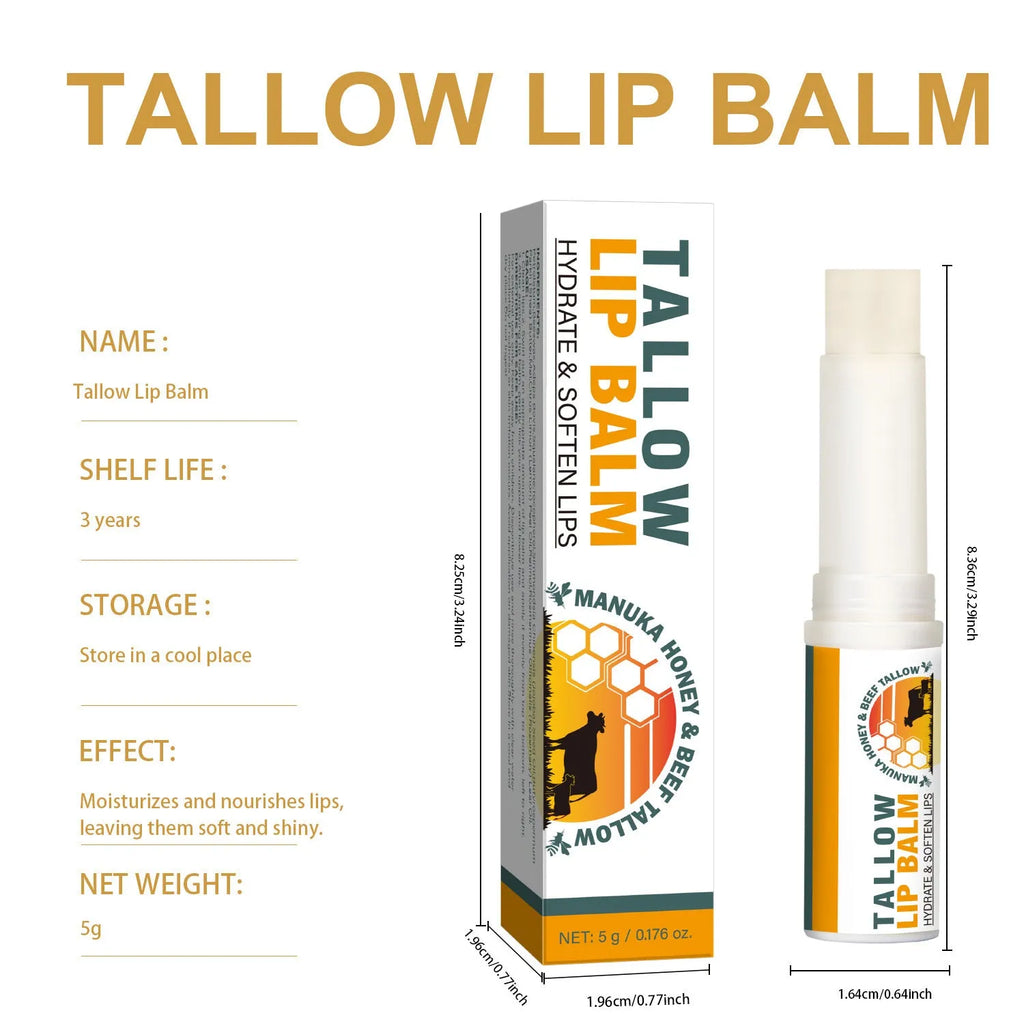 Tallow lip balm 5g in 83mm x 19mm x 19mm case with FP B021 model reference