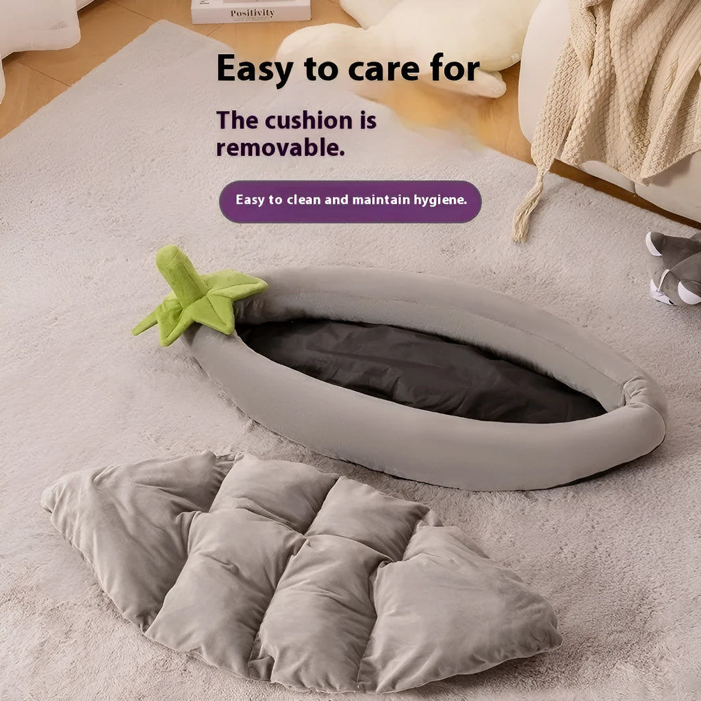 Brown removable washable dog mat with non-slip base, sized for a medium dog, on a wooden floor.