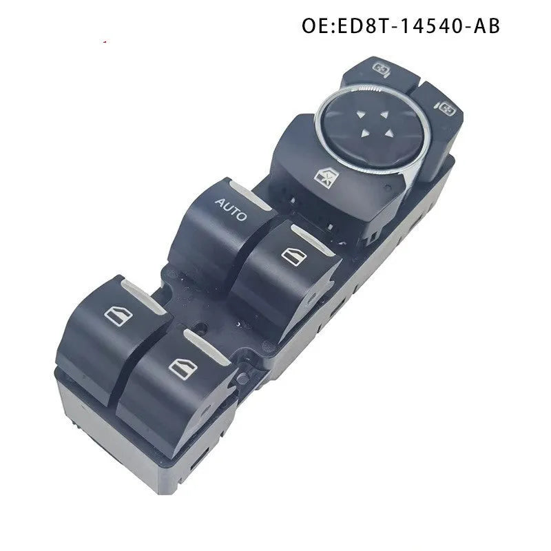 Black Ford Focus power window control motor with ABS housing and electrical connections
