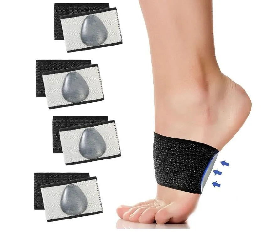 Flat foot support bandage with elastic arch support and heart pad design in PU material