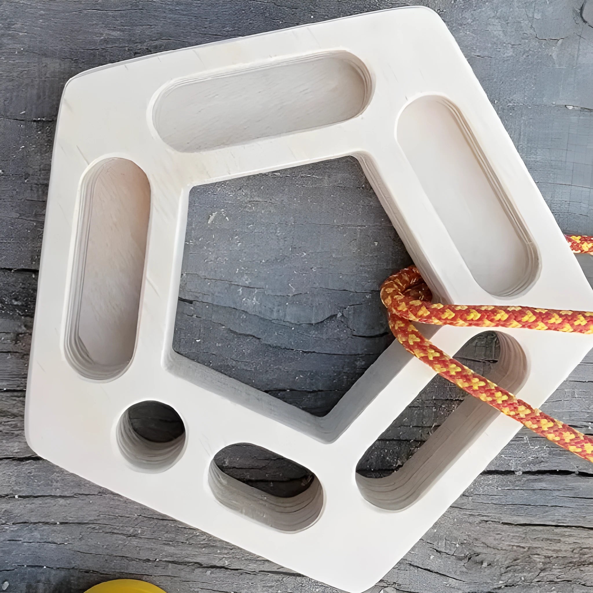 Birch climbing board finger force plate with pentagonal and round grip training shapes
