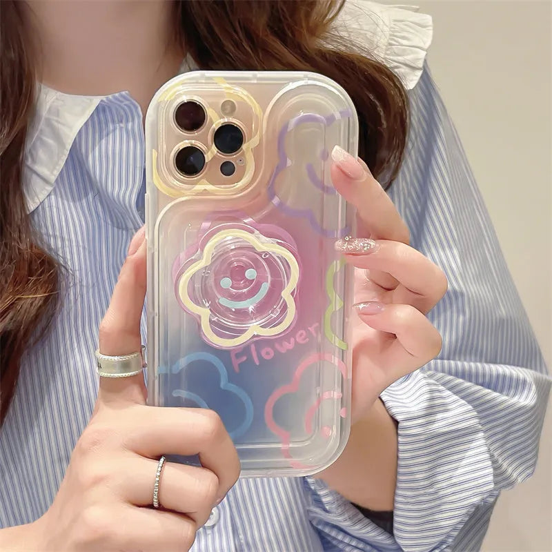 Halo dyed sun flower TPU rear cover phone case for Apple iPhone 11 to 14 Pro Max in picture colour