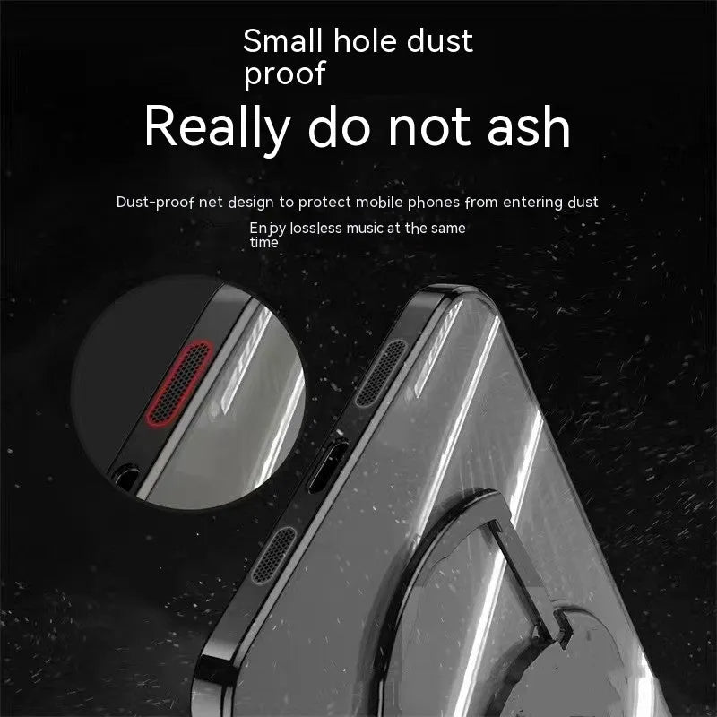 U-shaped magnetic bracket TPU phone case for Apple iPhone with electroplated finish in rose gold colour