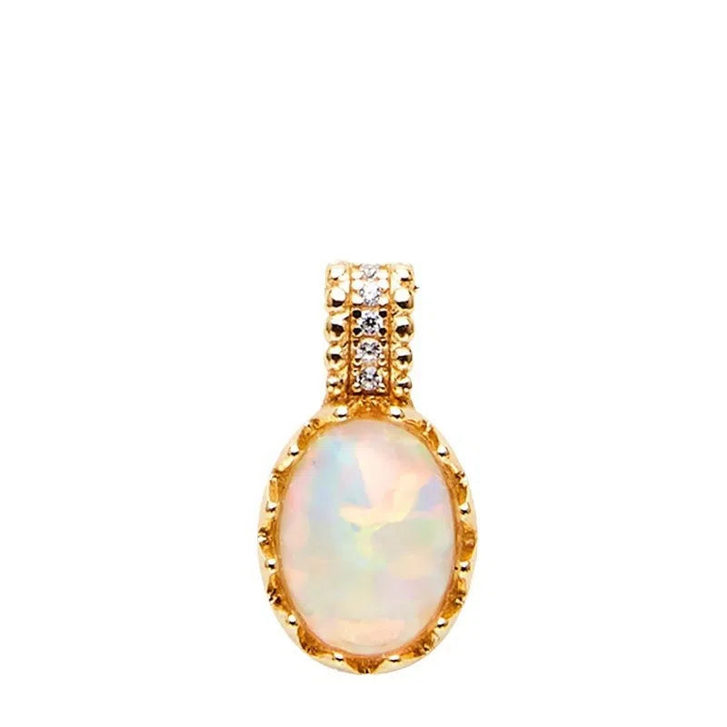 Japanese-style light wings opal pendant necklace in copper with geometric round design