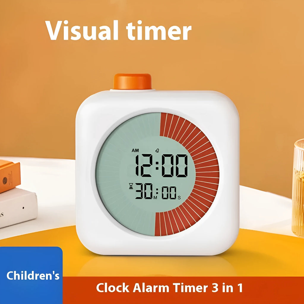 Student 60-minute visual timer with plastic shell in white and pink, modern simplicity design