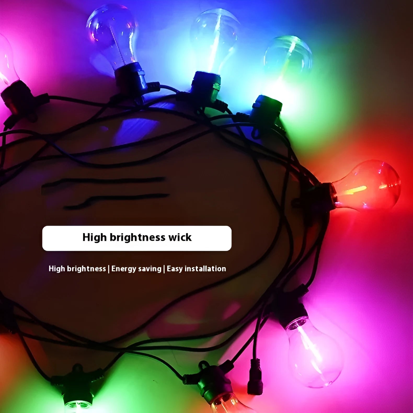 Outdoor waterproof string lights with 10 LED bulbs on a 5-metre cable for garden and event use