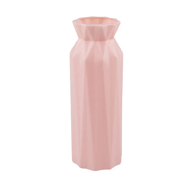Drop-resistant melamine plastic vase in green, grey, pink, or white with a 7.2 cm base.