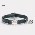 Engraved leather cat collar with alloy buckle in brown colour for small cats and dogs