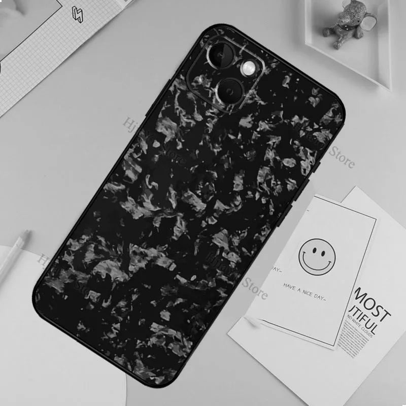 Forged carbon drop-resistant TPU phone case for iPhone with sprayed finish in multiple colours