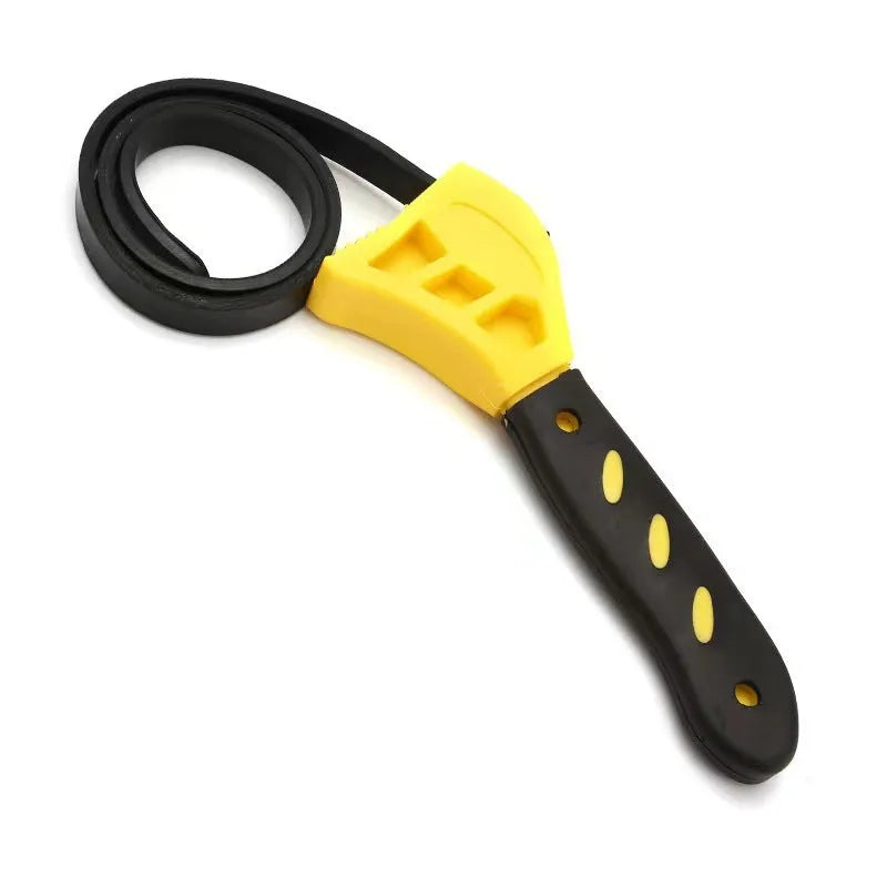 6-inch and 8-inch adjustable rubber strap wrench set with phosphated metal hook on a white background.