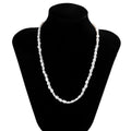 Men's white U-shaped pearl necklace adjustable from 41cm to 50cm length